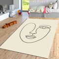 Minimal Line Art Face Rug, One Line Abstract Portrait Carpet
