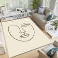 Minimal Line Art Face Rug, One Line Abstract Portrait Carpet