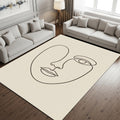 Minimal Line Art Face Rug, One Line Abstract Portrait Carpet