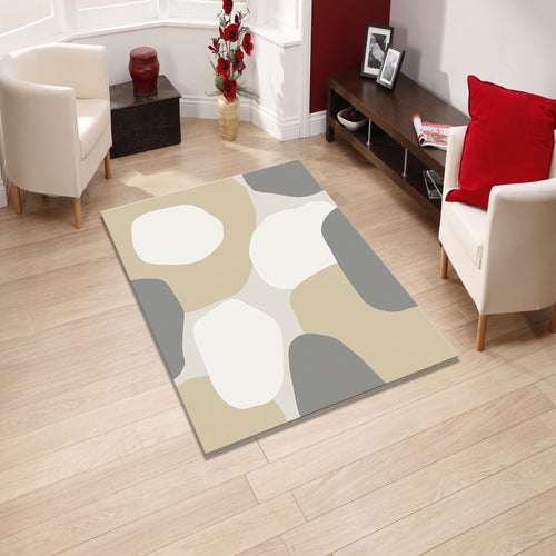 Abstract Neutral Area Rug, Modern Minimalist Organic Shape