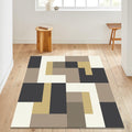 Modern Geometric Area Rug, Neutral Color Block Carpet, Minimalist