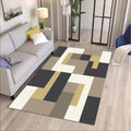 Modern Geometric Area Rug, Neutral Color Block Carpet, Minimalist