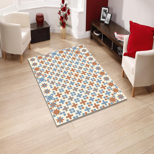 Moroccan Tile Area Rug, Geometric Vintage Pattern Carpet, Spanish