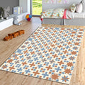 Moroccan Tile Area Rug, Geometric Vintage Pattern Carpet, Spanish