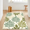 Botanical Leaf Area Rug Green Neutral Living Room Bedroom Carpet