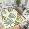 Botanical Leaf Area Rug Green Neutral Living Room Bedroom Carpet