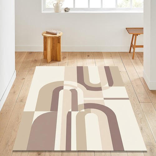 Abstract Geometric Area Rug, Neutral Modern Rug, Minimal Beige