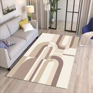 Abstract Geometric Area Rug, Neutral Modern Rug, Minimal Beige