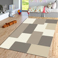 Neutral Beige Abstract Area Rug Japandi Minimal Living Room