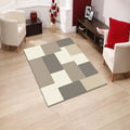 Neutral Beige Abstract Area Rug Japandi Minimal Living Room