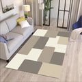 Neutral Beige Abstract Area Rug Japandi Minimal Living Room