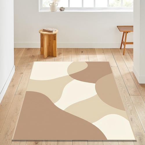 Organic Abstract Area Rug, Neutral Beige Modern Rug, Minimal