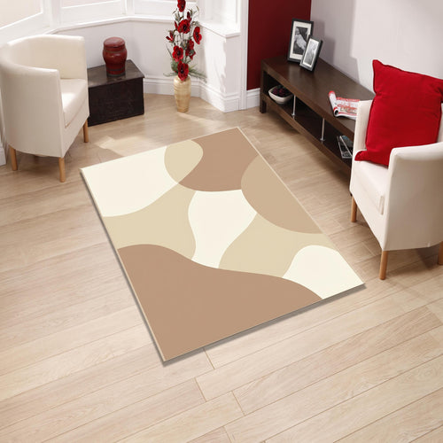 Organic Abstract Area Rug, Neutral Beige Modern Rug, Minimal