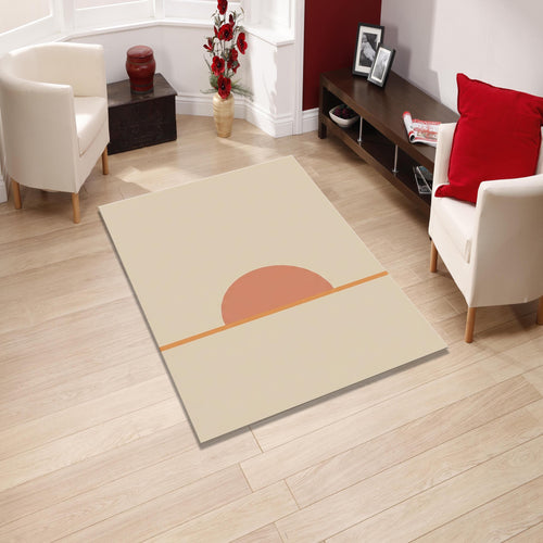 Minimal Sunset Area Rug, Neutral Abstract Rug, Modern Boho Beige