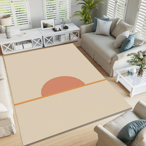 Minimal Sunset Area Rug, Neutral Abstract Rug, Modern Boho Beige