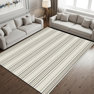 Minimal Striped Area Rug, Neutral Beige Modern Rug, Scandinavian
