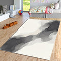 Abstract Neutral Area Rug, Gray Ink Wash Modern Rug, Minimal