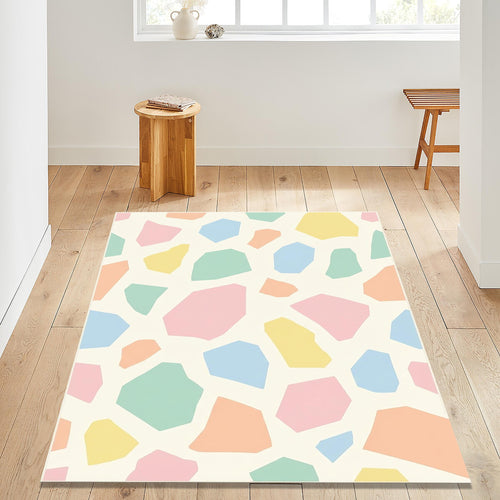 Pastel Terrazzo Area Rug, Kids Room Rug, Soft Abstract Playroom