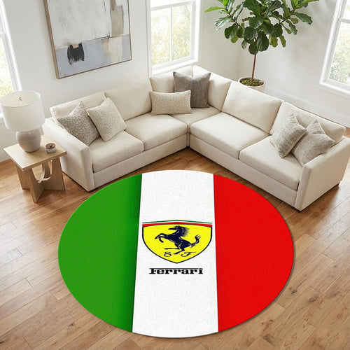 Ferrari F1 Rug, Ferrari Logo Round Rug