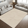 Minimal Abstract Line Rug, Neutral Modern Printed Area Rug