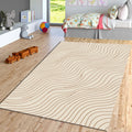 Minimal Abstract Line Rug, Neutral Modern Printed Area Rug