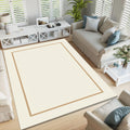 Minimal Border Area Rug, Neutral Modern Printed Rug, Japandi
