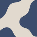 Abstract Modern Area Rug, Navy Blue Beige Printed Rug, Minimal