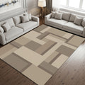 Geometric Abstract Area Rug, Neutral Beige Modern Printed Rug