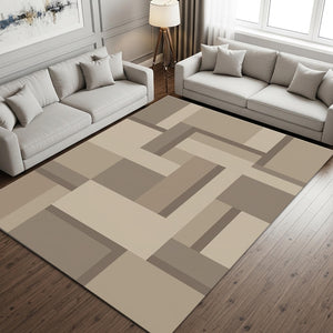 Geometric Abstract Area Rug, Neutral Beige Modern Printed Rug