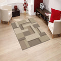 Geometric Abstract Area Rug, Neutral Beige Modern Printed Rug