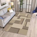 Geometric Abstract Area Rug, Neutral Beige Modern Printed Rug