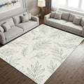 Botanical Line Art Area Rug, Sage Green Minimal Printed Rug, Boho