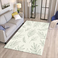 Botanical Line Art Area Rug, Sage Green Minimal Printed Rug, Boho