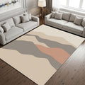 Abstract Neutral Wave Area Rug, Modern Printed Rug in Beige &