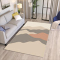 Abstract Neutral Wave Area Rug, Modern Printed Rug in Beige &