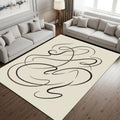 Abstract Line Art Area Rug, Minimal Modern Printed Rug in Neutral