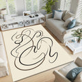 Abstract Line Art Area Rug, Minimal Modern Printed Rug in Neutral