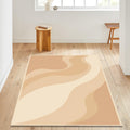 Abstract Wavy Neutral Area Rug, Modern Boho Printed Rug, Minimal