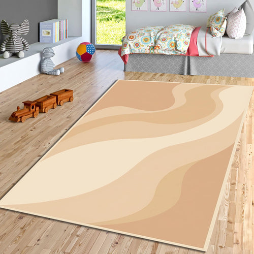 Abstract Wavy Neutral Area Rug, Modern Boho Printed Rug, Minimal
