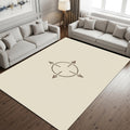 Minimal Compass Abstract Rug, Neutral Modern Printed Rug, Japandi