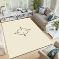 Minimal Compass Abstract Rug, Neutral Modern Printed Rug, Japandi