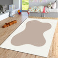 Abstract Organic Shape Rug, Neutral Minimal Printed Area Rug