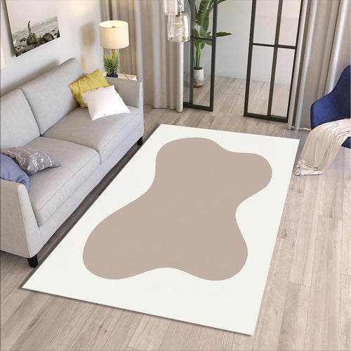 Abstract Organic Shape Rug, Neutral Minimal Printed Area Rug
