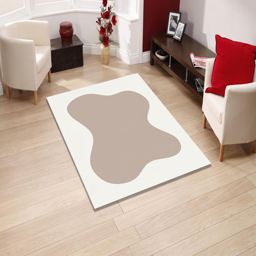 Abstract Organic Shape Rug, Neutral Minimal Printed Area Rug