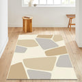 Abstract Geometric Rug, Neutral Modern Printed Area Rug, Organic