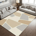 Abstract Geometric Rug, Neutral Modern Printed Area Rug, Organic