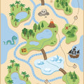 Kids Pirate Treasure Map Rug Washable Playroom Nursery Floor Mat