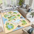 Kids Pirate Treasure Map Rug Washable Playroom Nursery Floor Mat