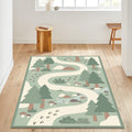 Adventure Forest Kids Rug, Nature Playroom Rug, Washable Nursery