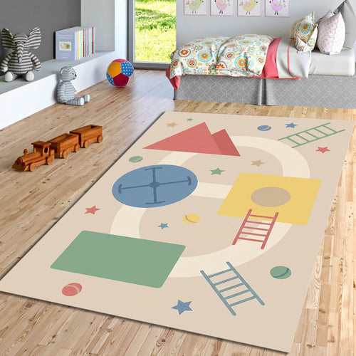 Shapes Educational Kids Rug Learning Playroom Nursery Floor Mat